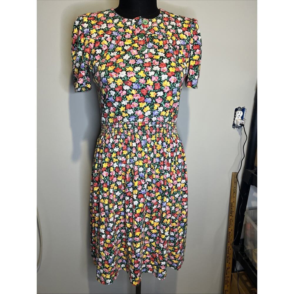 Vintage J. B. Wright Ltd. Floral Dress Sz 6 Romantic 80's classic shoulder pads